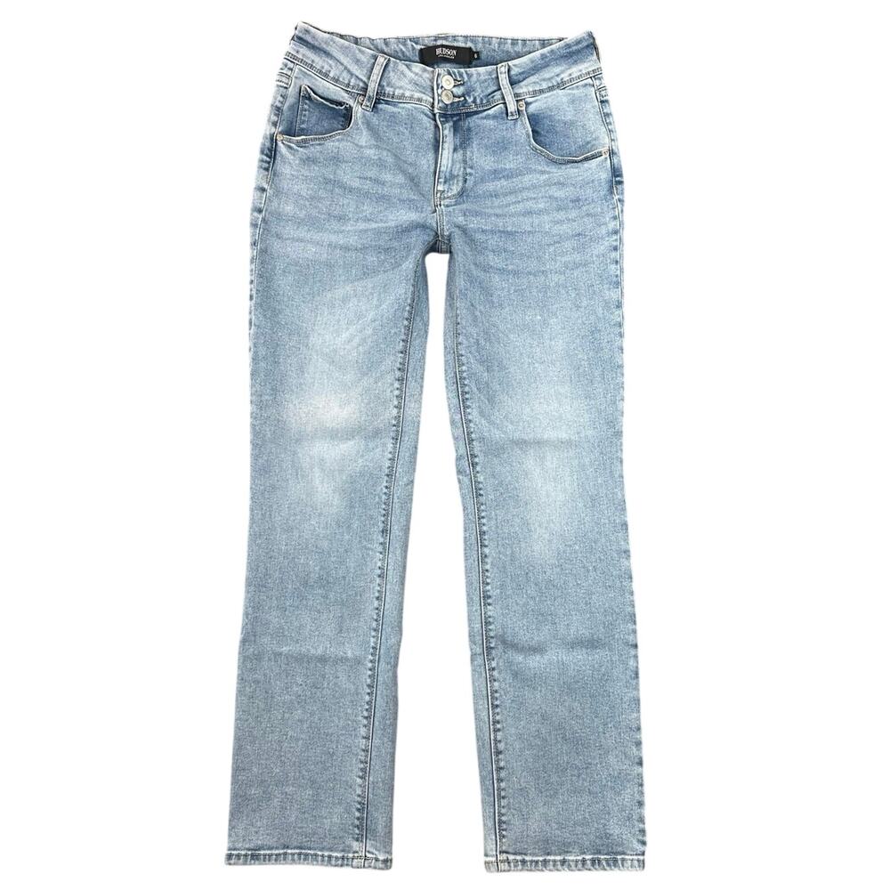 Hudson Jeans Ankle Straight Leg Mid Rise Denim Flap Pockets Light Wash Stretch 6